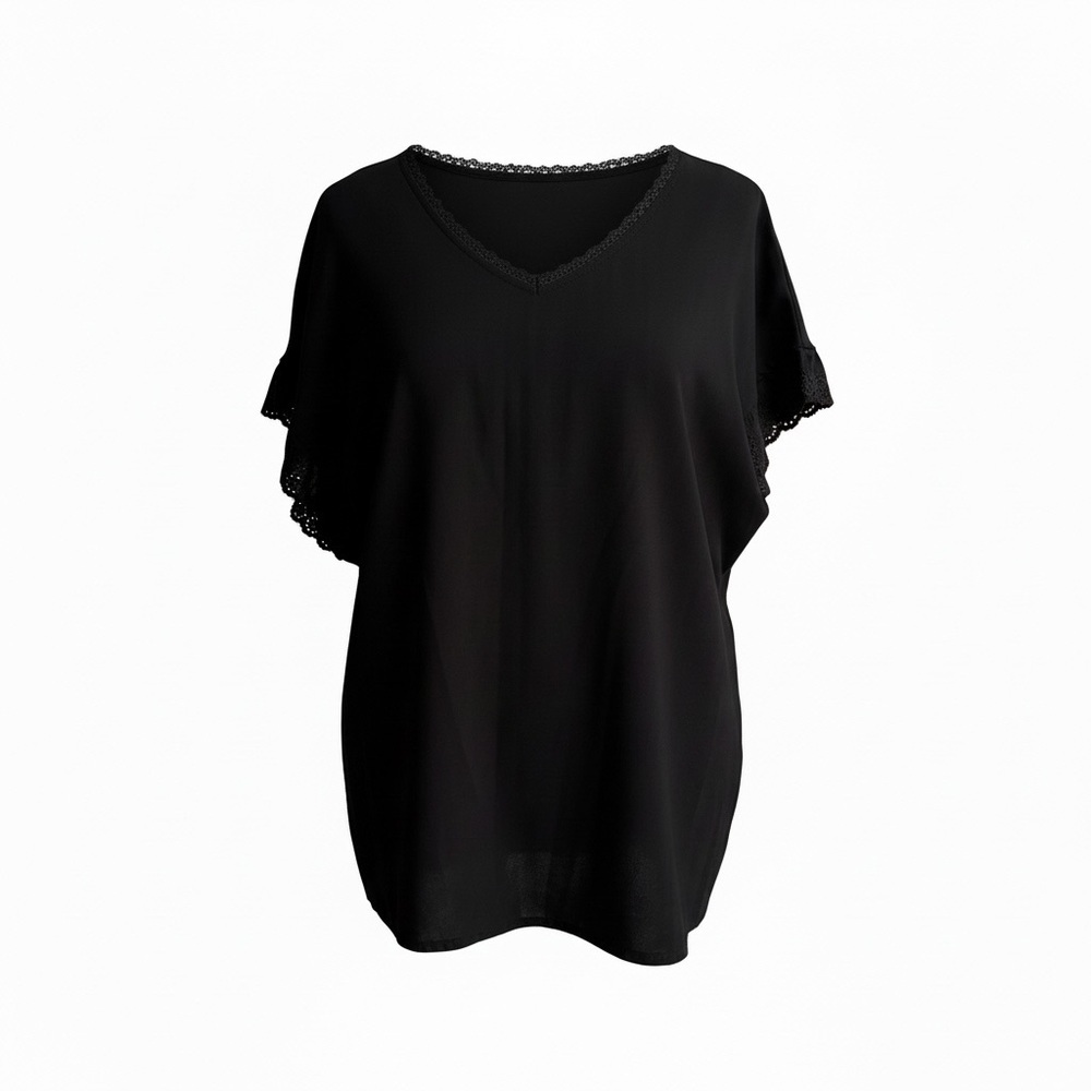 Unbranded black lace trim top